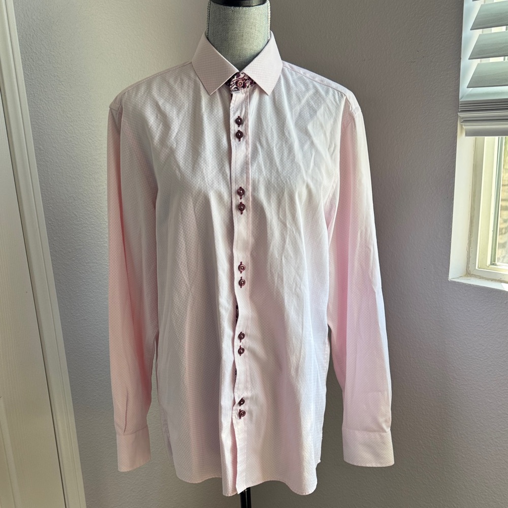 COOGI Light Pink Dress Shirt with Unique Button Design